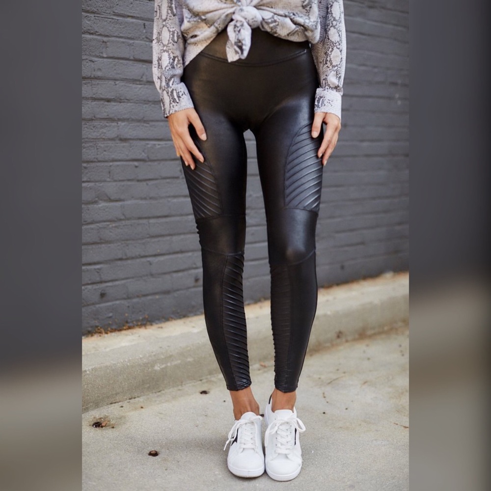 Spanx faux leather moto leggings